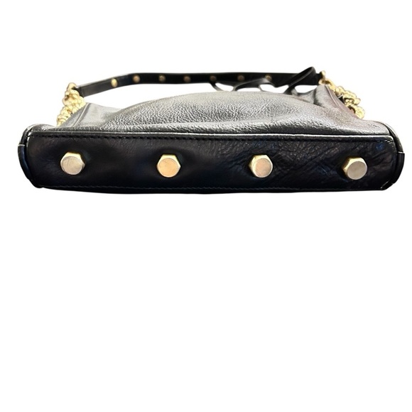 Rebecca Minkoff Black and Gold Crossbody Bag with Zipper and Fringe Details - Picture 3 of 8